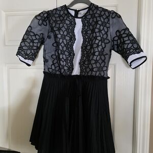 Black and White Floral Lace Dress